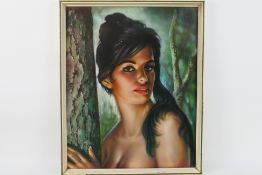 A framed vintage print on board by J H Lynch, Tina, approximately 58 cm x 47 cm image size.