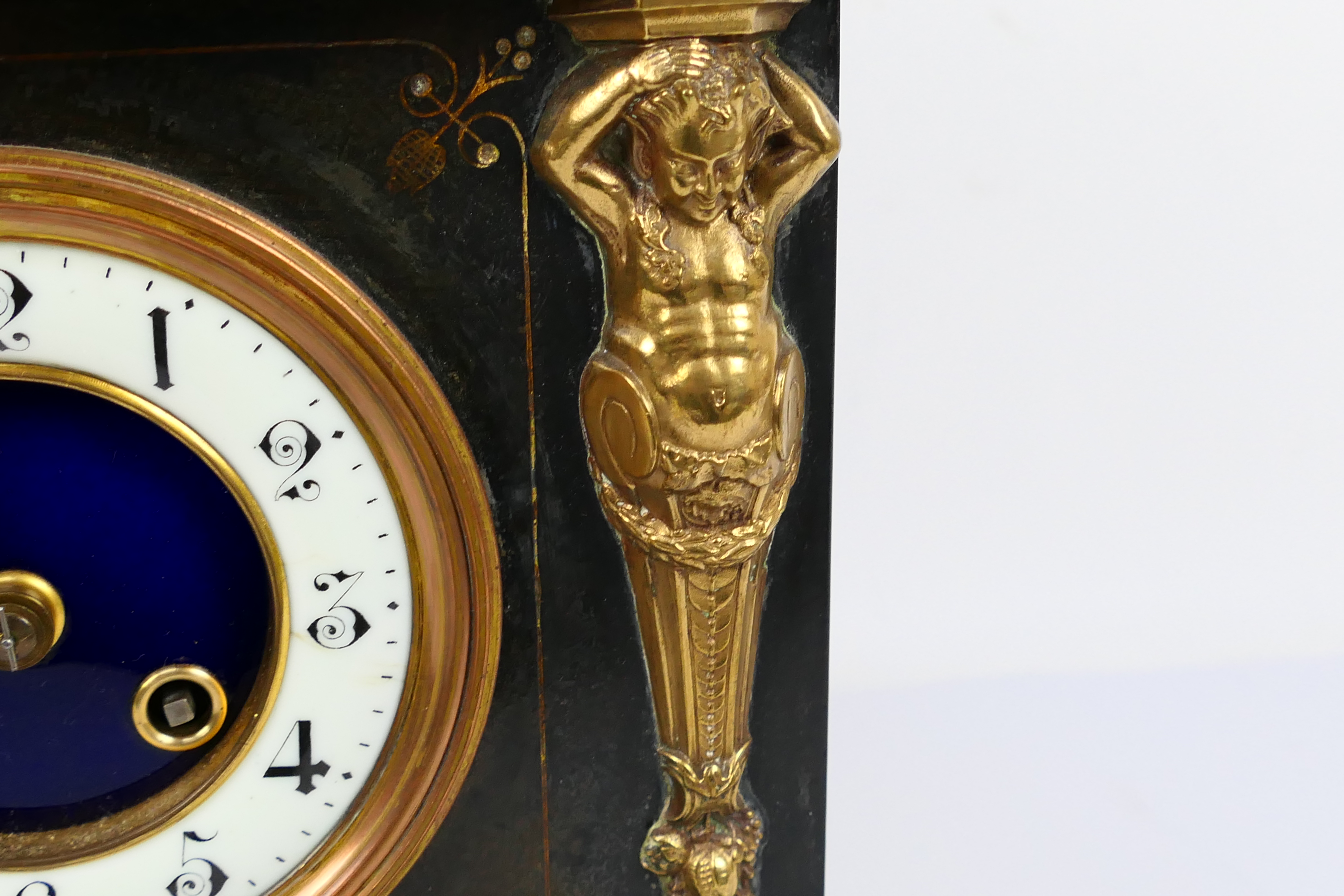 A late 19th/ early 20th century French black marble mantel clock, - Image 5 of 10