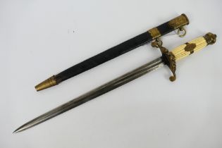 A naval officer's dirk, the ribbed faux ivory handle,