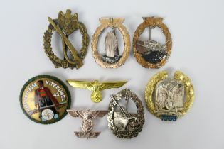 World War Two (WW2 / WWII) style German decorations comprising Kriegsmarine Minesweeper Badge,