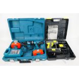 A Makita cordless combi drill 8391D, contained in case and cased Cougar cordless drill. [2]. [W].