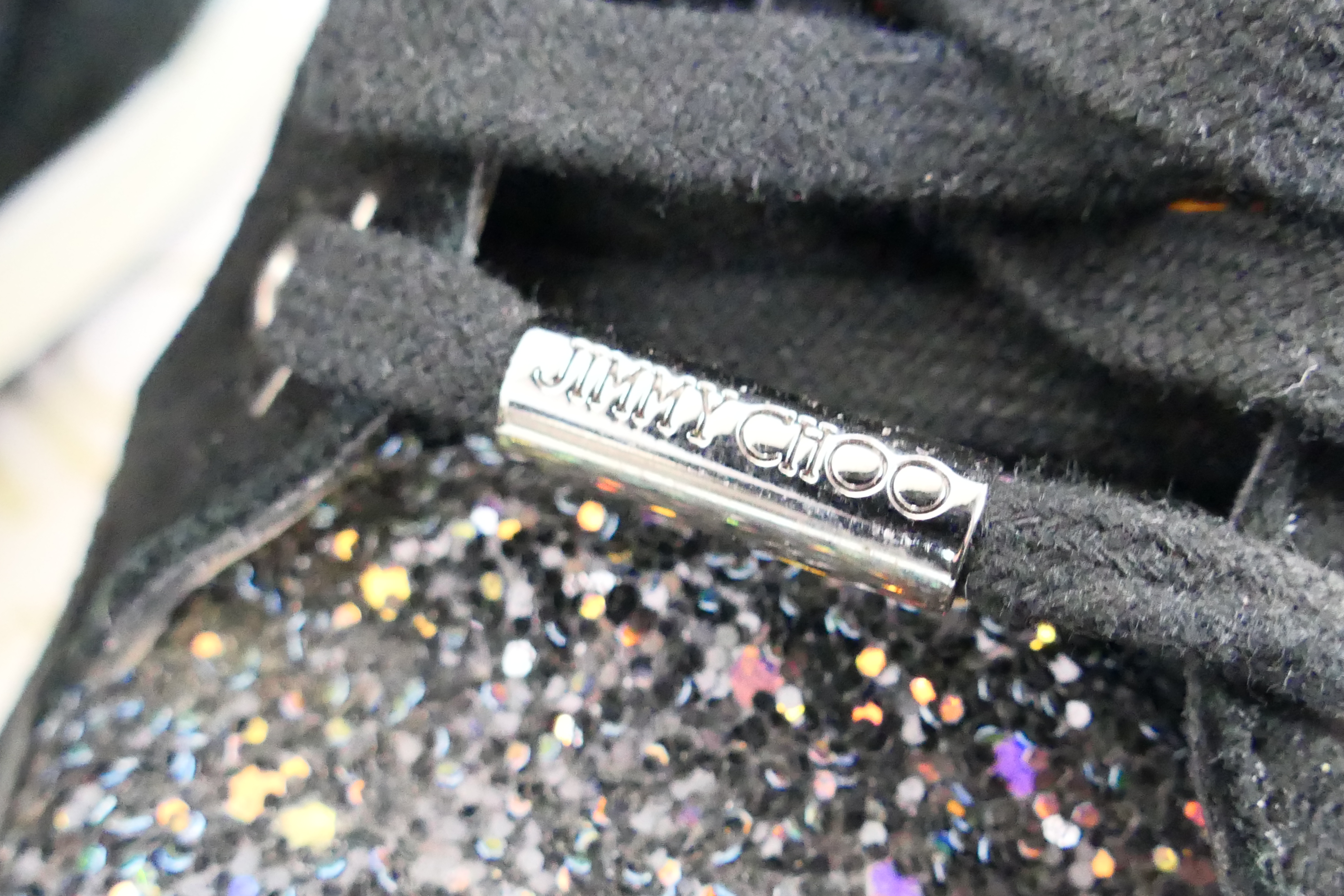 A pair of Jimmy Choo Miami trainers, black with rainbow glitter, size 37. - Image 5 of 8