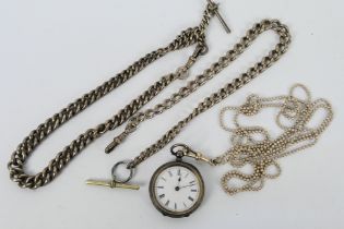 A lady's silver cased pocket watch stamped .