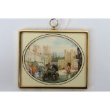 Eric G Eustace RMS - A watercolour on polymin miniature, Vintage Car Rally Wells,