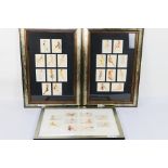 A quantity of 21st Century Archives Varga trading cards housed in three framed displays,