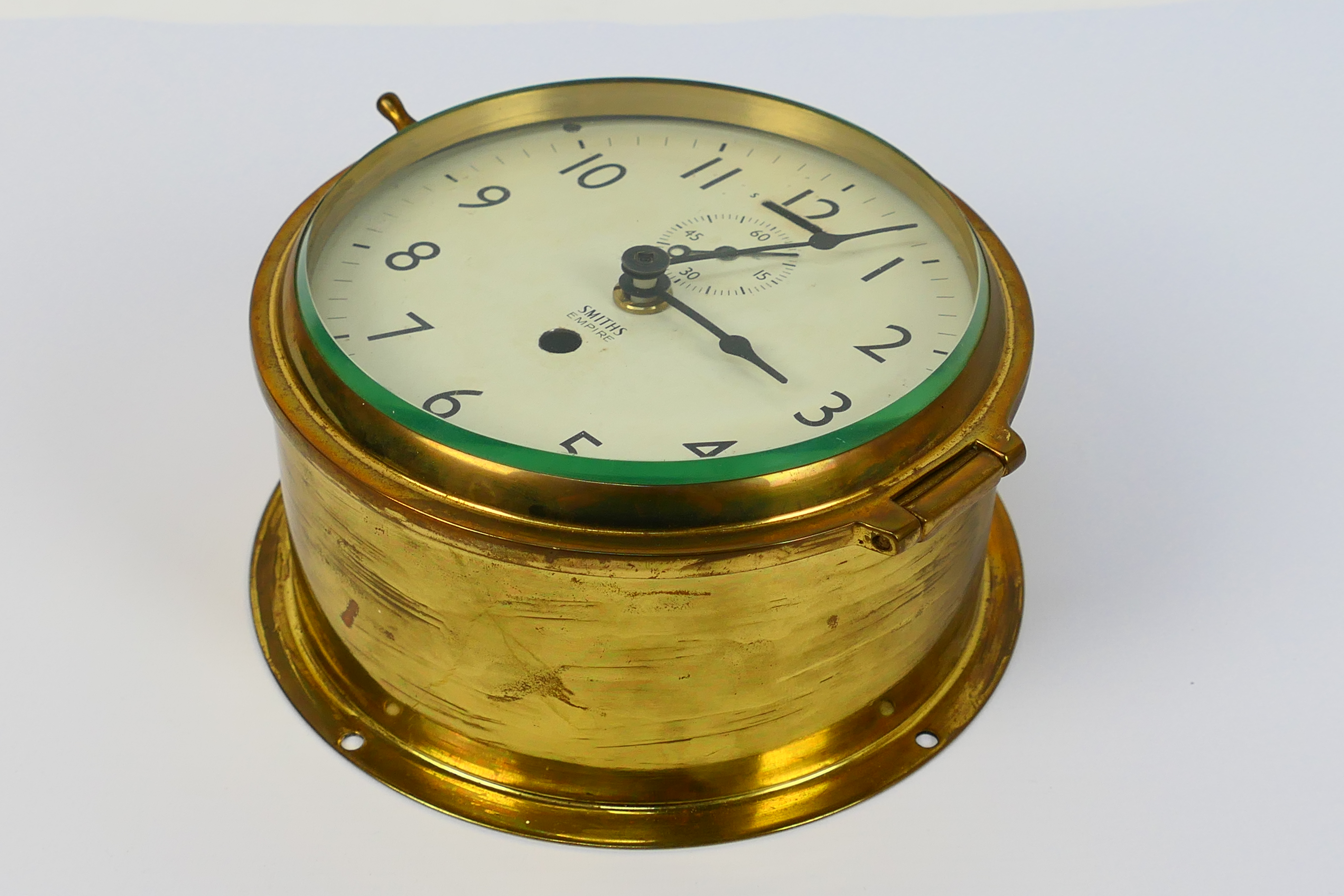 A brass ships clock or bulkhead clock, - Image 4 of 5