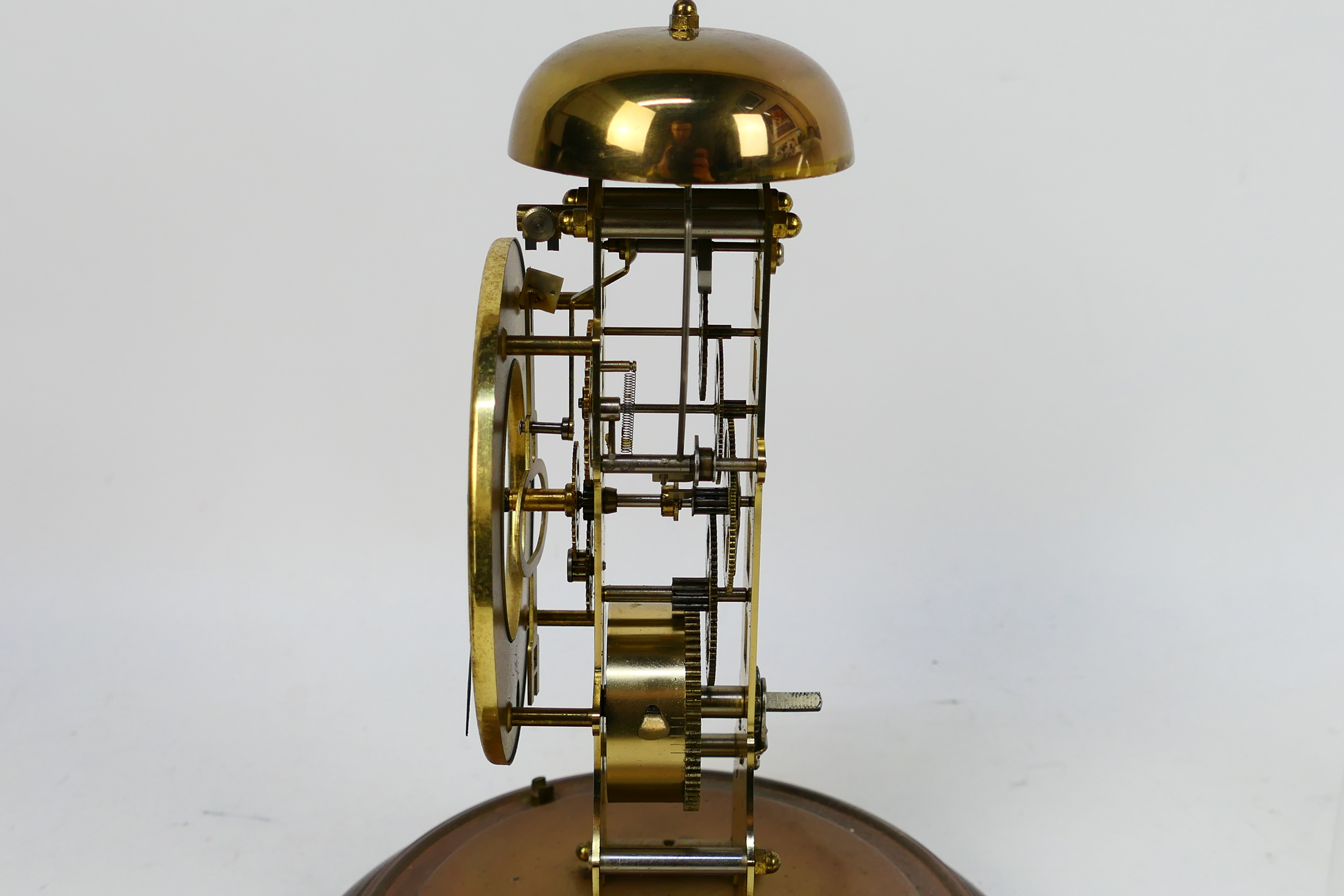 A President skeleton clock with Roman numeral chapter ring, housed under glass dome, 29 cm (h). - Image 4 of 6