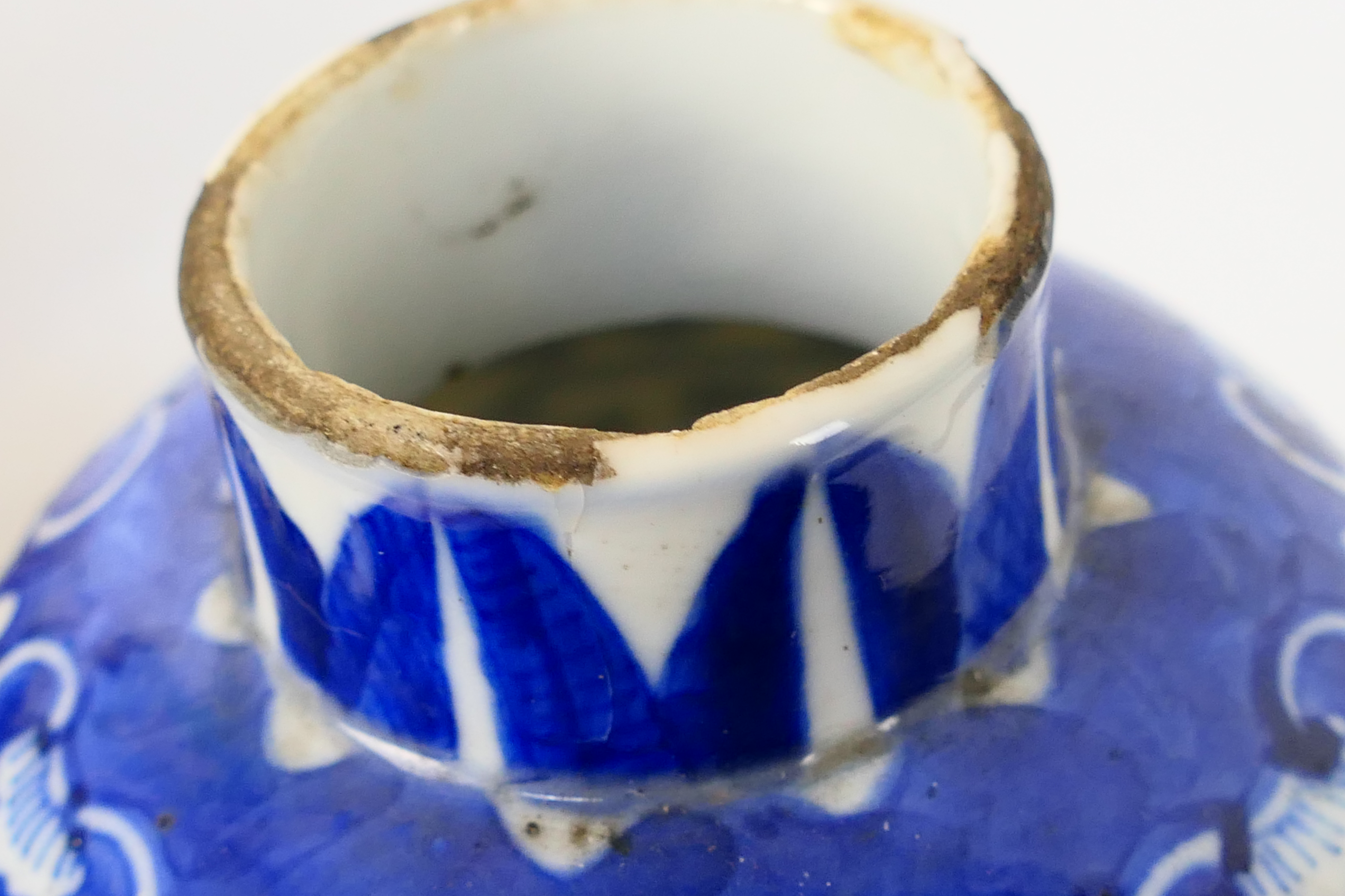 A group of 19th Century blue and white Chinese pottery covered vases of varying heights ranging - Image 32 of 36