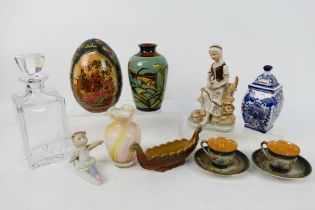A small group of ceramics and glassware to include Japanese, Wade and other.