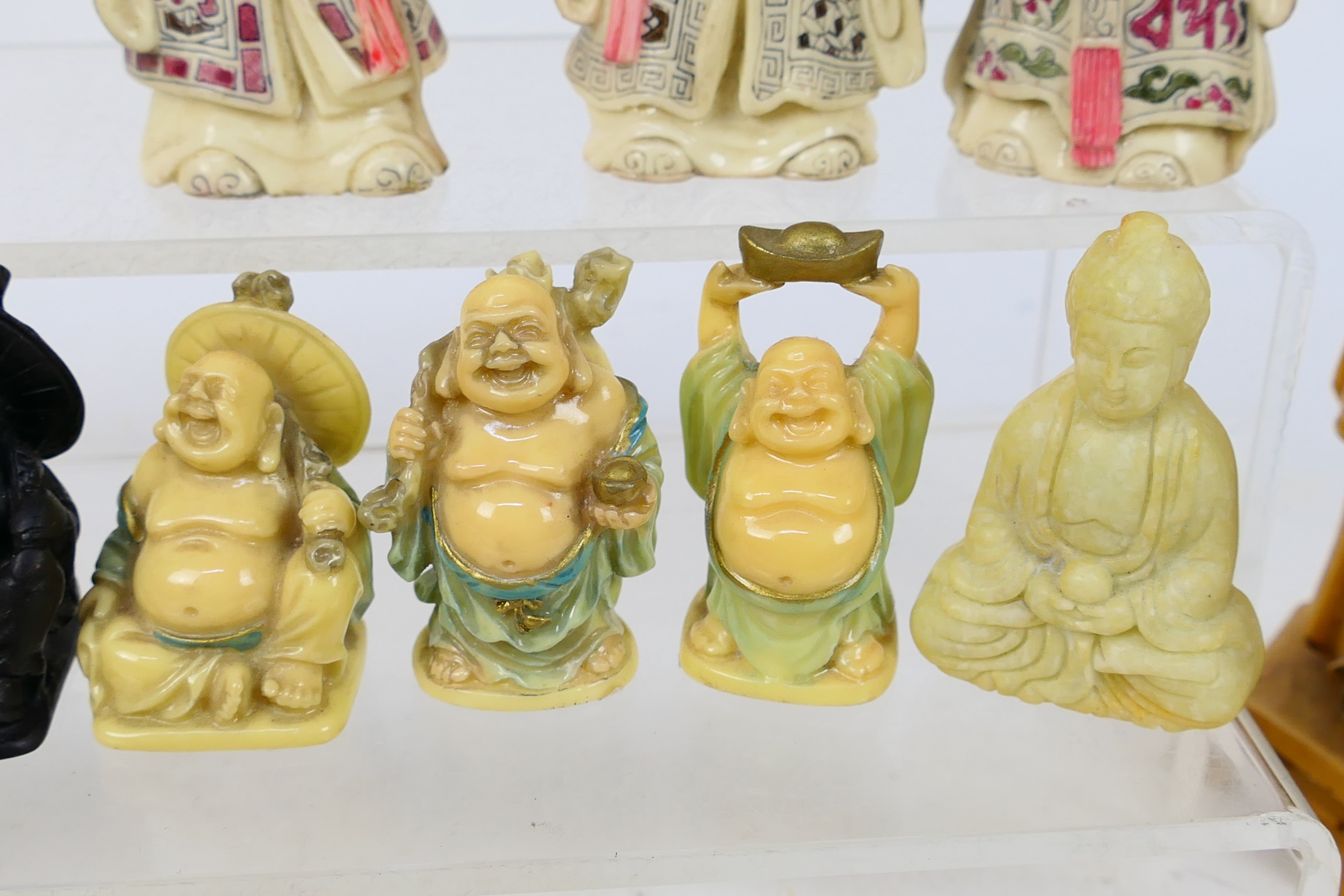 A collection of Asian figures to include Fu, Lu and Shou, Budai and similar, - Image 6 of 9