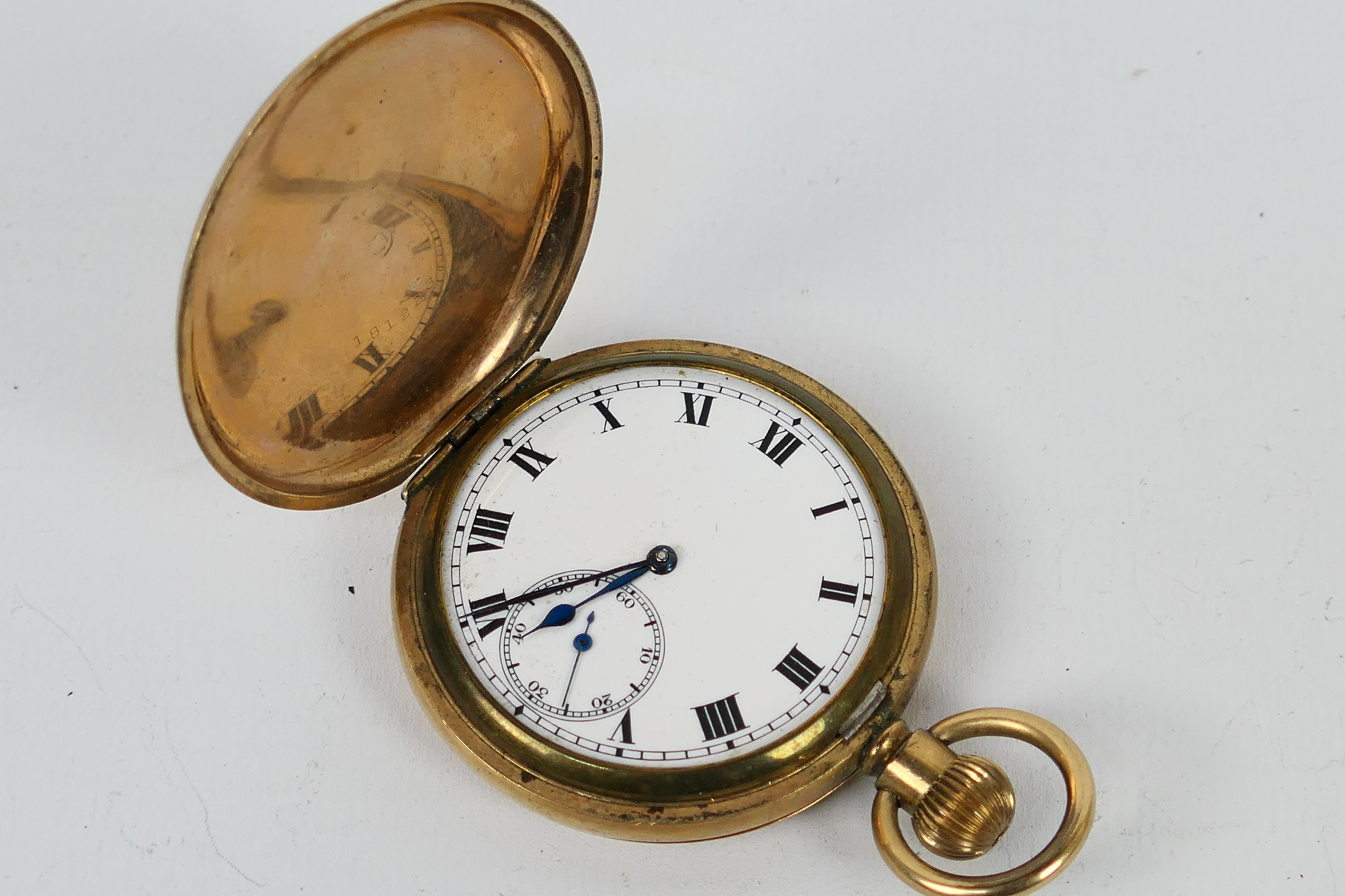 A yellow metal cased full hunter pocket watch, the case marked Illinois Watch Case Co, Elgin, USA,