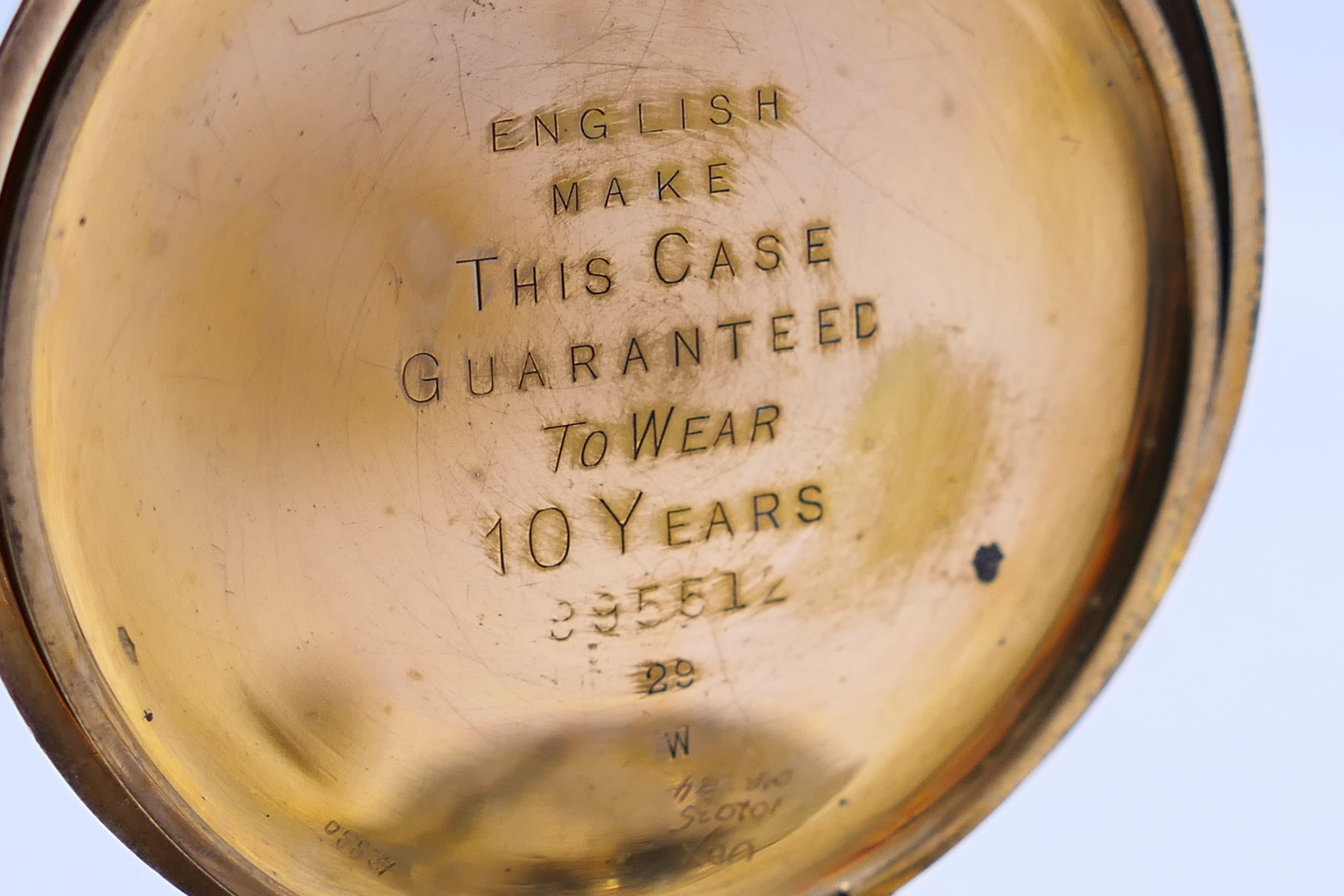 A gold plated full hunter Waltham pocket watch, Roman numerals to a white enamel dial, - Image 7 of 10