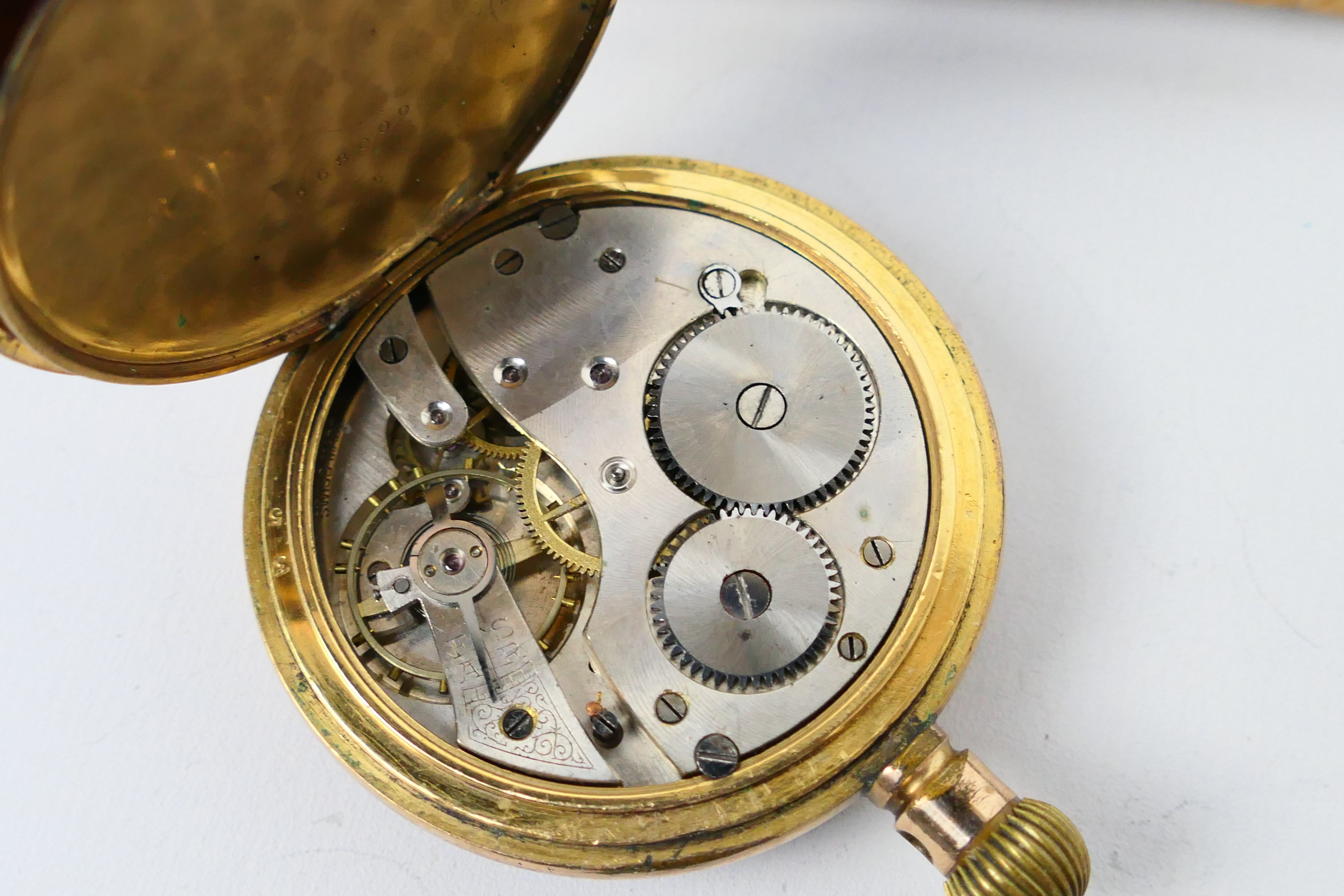 Three pocket watches comprising a gold plated open face example, - Image 5 of 7