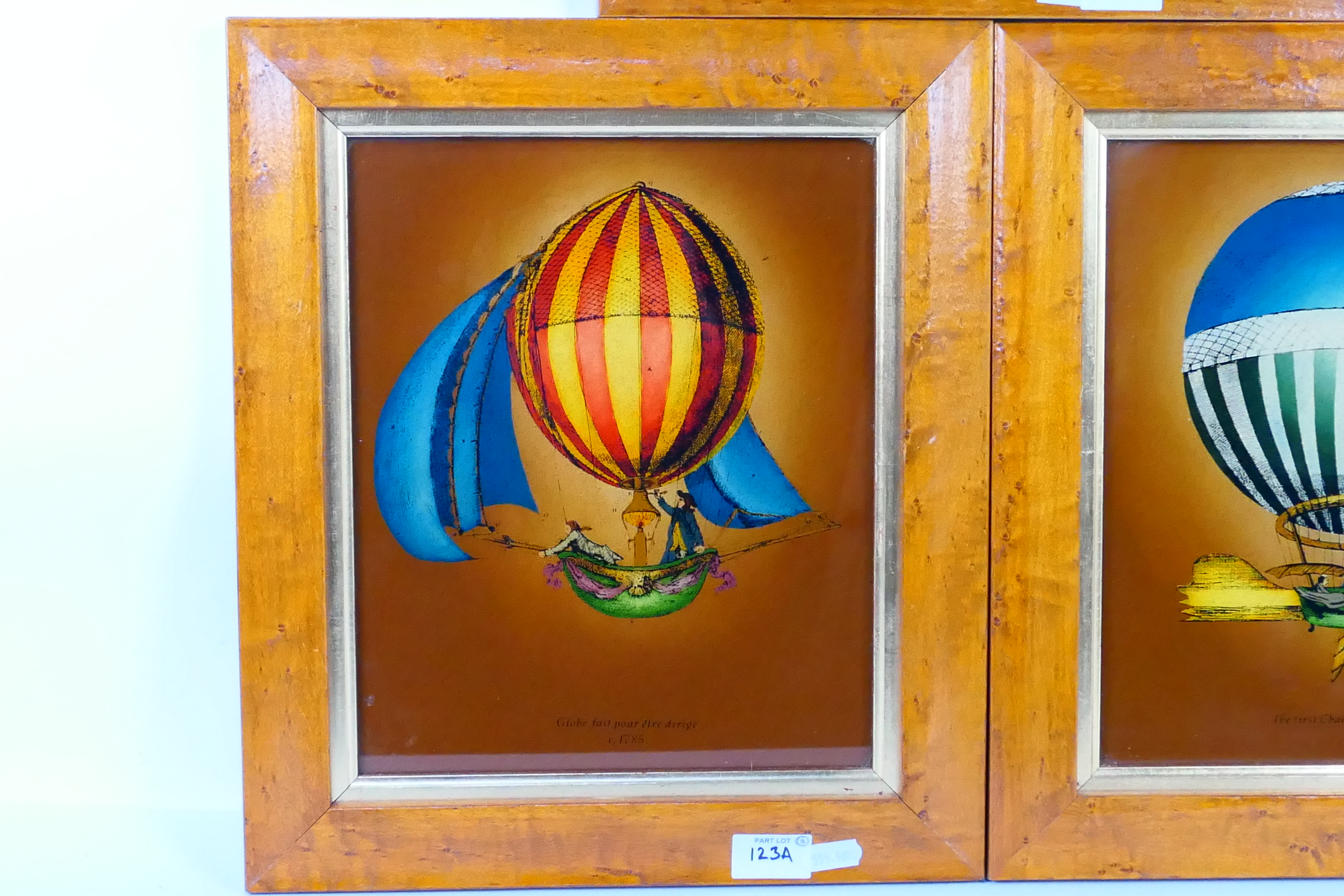 Three decorative prints depicting early hot air balloons to include Globe Fait Pour Etre Dirige, - Image 3 of 4