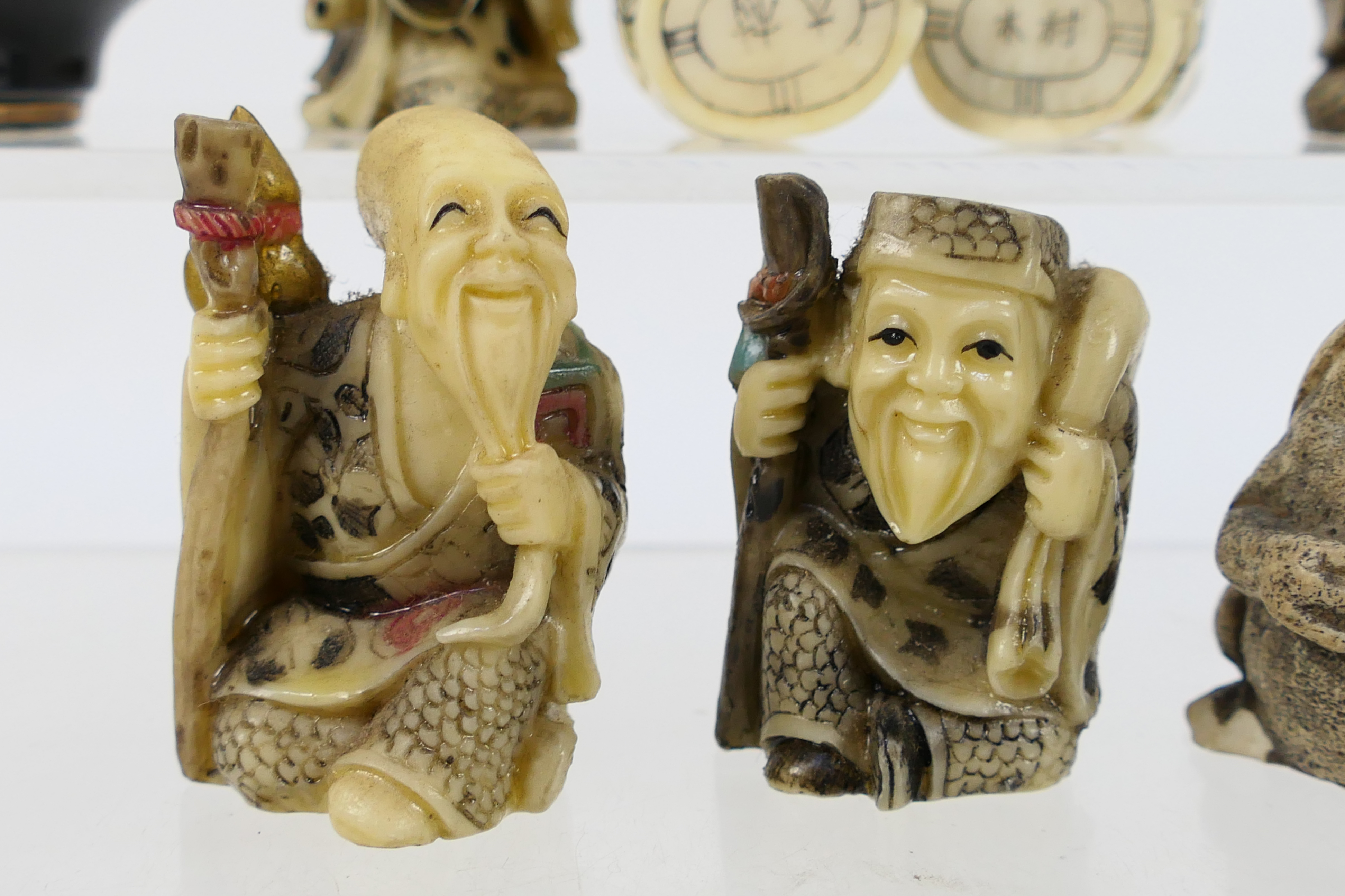 A group of Asian style figures and similar, largest approximately 5.5 cm (h). - Image 8 of 11