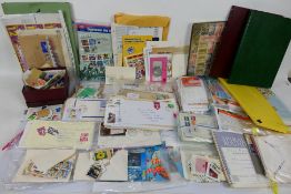 Philately - Lot to include philatelic literature, first day covers, empty stockbooks, covers,