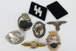 Lot to include a World War Two (WW2 / WWII) style Panzer Assault Badge for 100 Engagements,