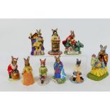 A collection of nine Royal Doulton Bunnykins figures to include Patron Saints Collection St George