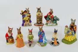 A collection of nine Royal Doulton Bunnykins figures to include Patron Saints Collection St George