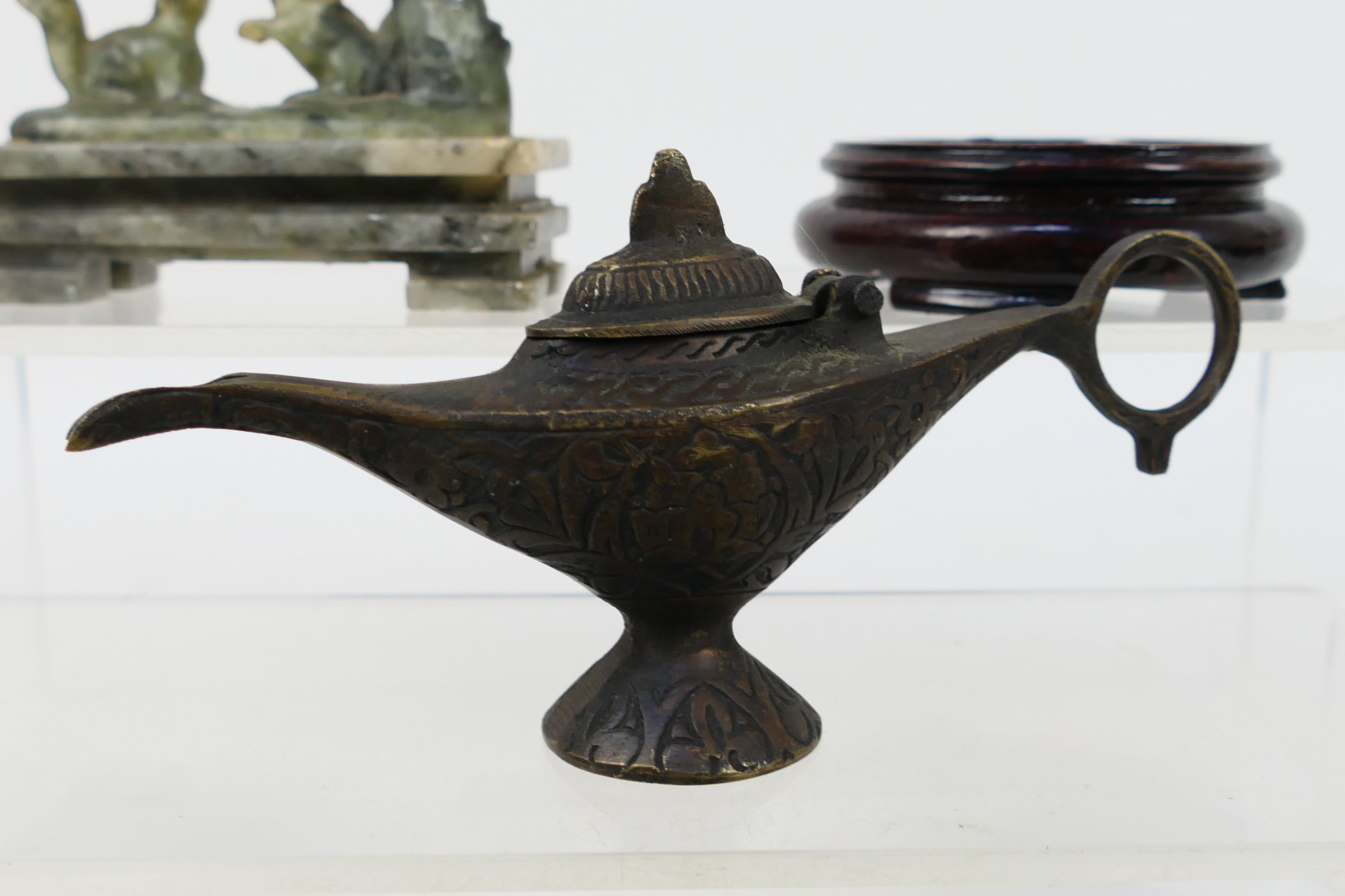 A group of Asian items to include soapstone seal, small ceramic teapot, - Image 8 of 15