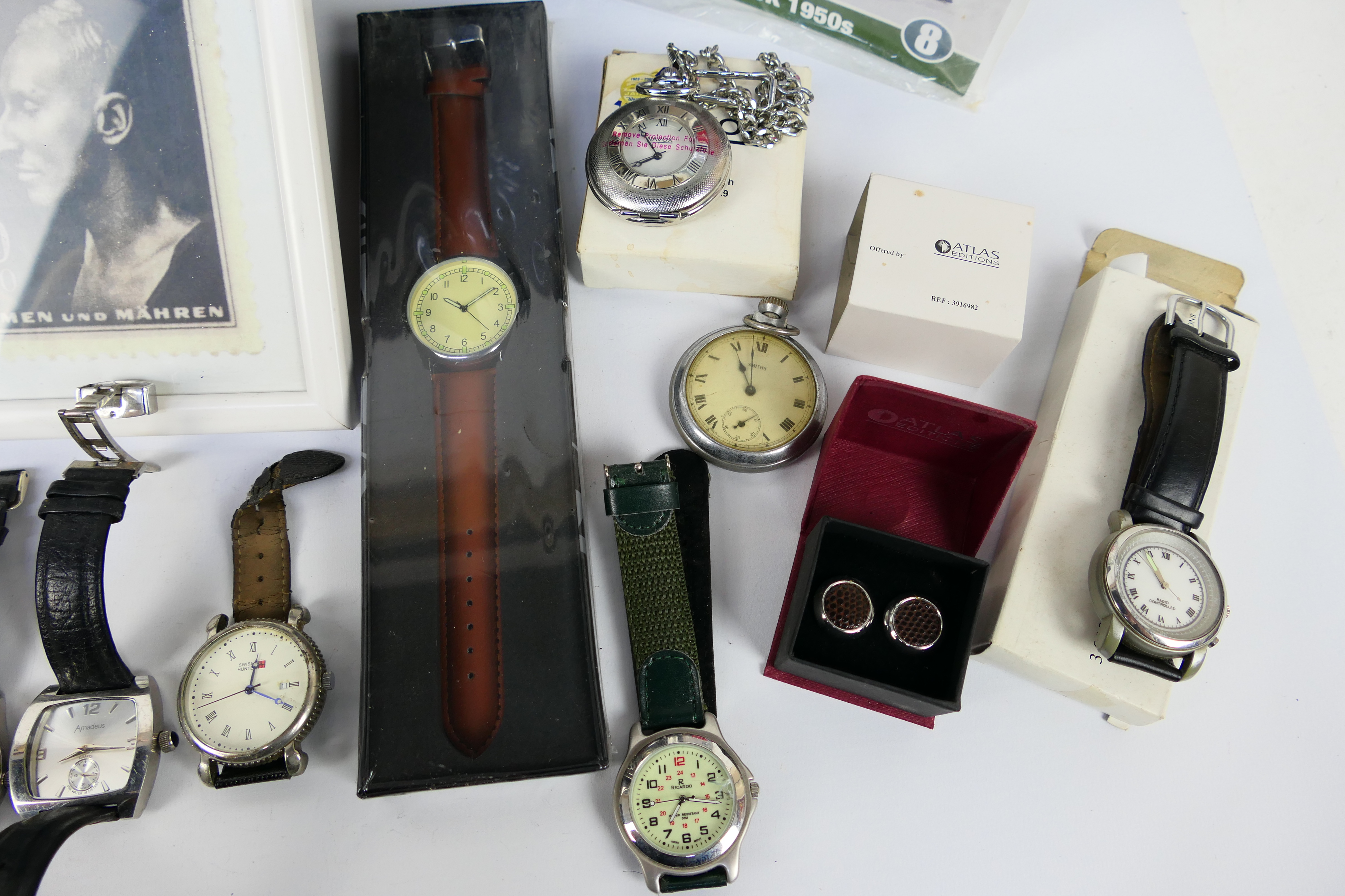 A Holly wall clock and a quantity of wrist watches and modern pocket watches. - Image 8 of 9
