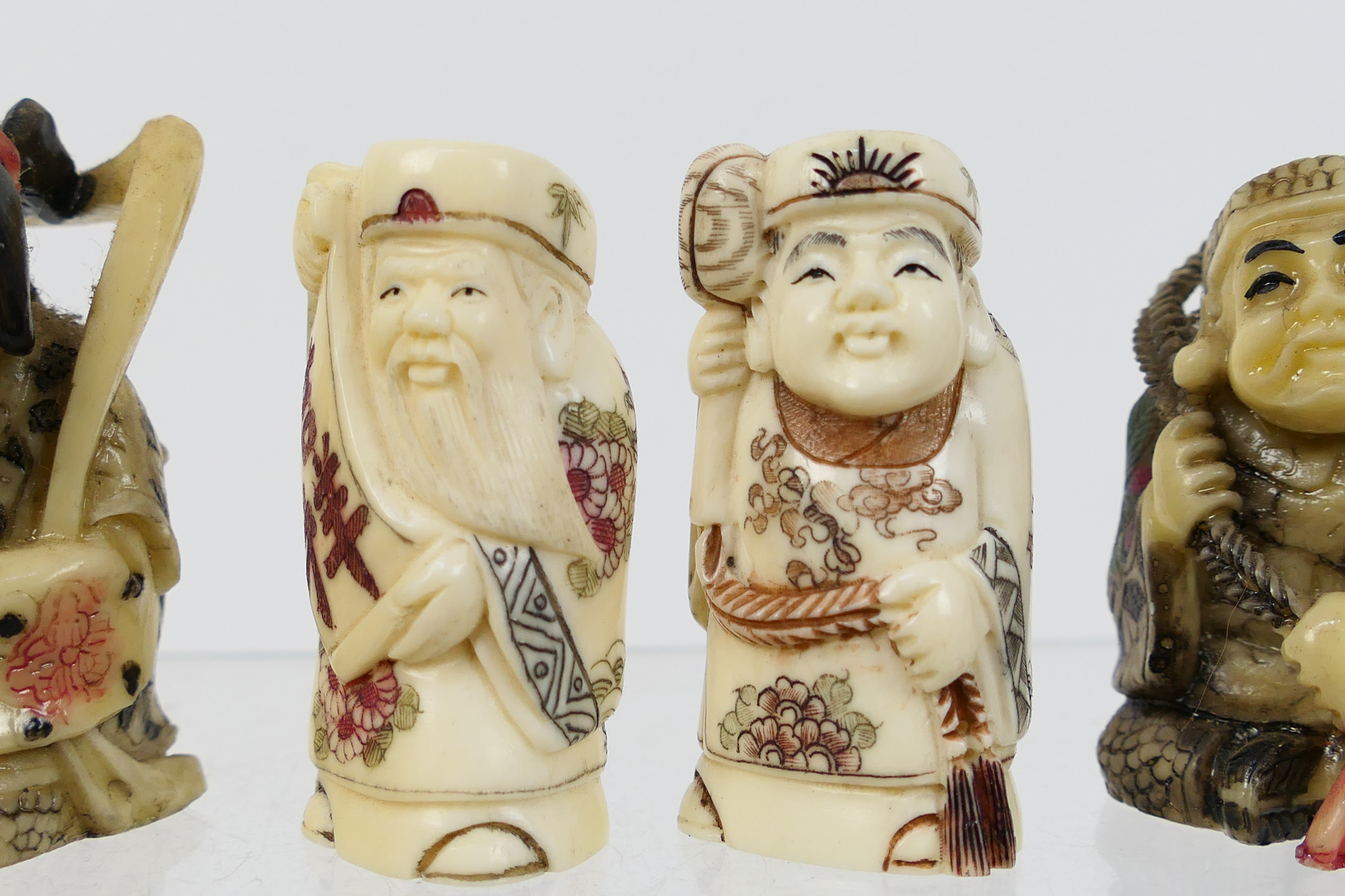 A group of Asian style figures and similar, largest approximately 5.5 cm (h). - Image 4 of 11