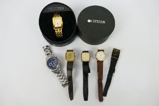 A collection of wrist watches to include Citizen, Accurist, Rotary and other.