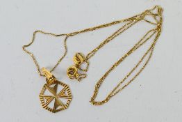 An Italian yellow metal necklace and pendant, stamped 750, 50 cm (l), approximately 2.2 grams.