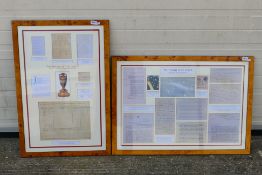 Two cricket related display montages to include The Bodyline Tour and The Birth Of The Ashes