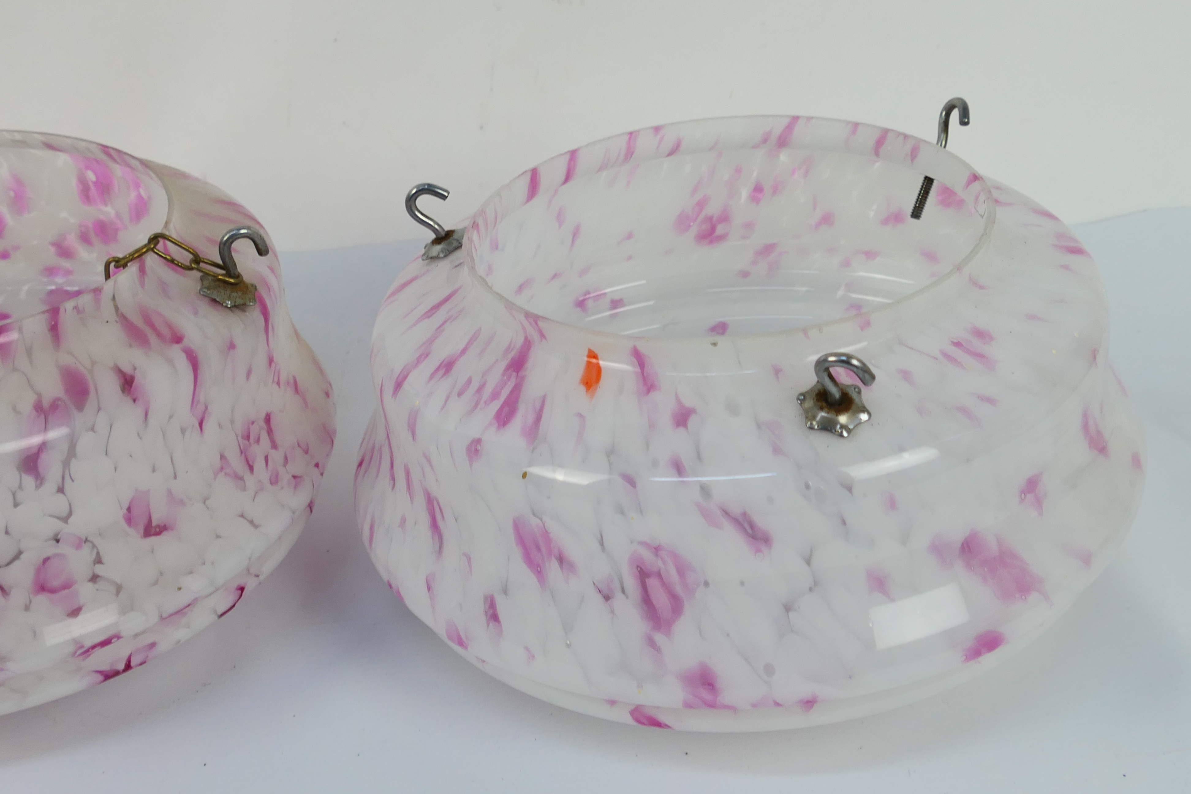 A set of three mid-century marbled glass ceiling lights, approximately 27 cm (d). - Image 4 of 6
