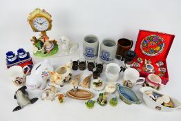 Mixed ceramics to include Russian and Spanish animal figures, Chinese, character jug,
