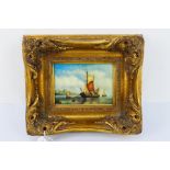 A small maritime print housed in an ornate gilt wood frame, frame 27 cm x 32 cm.