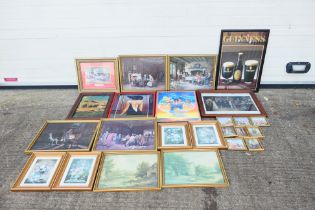 A group of prints, posters and similar, part framed, various image sizes. [2].