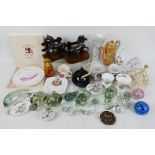 Ceramics and glassware to include paperweights comprising Wedgwood, Goss and other.