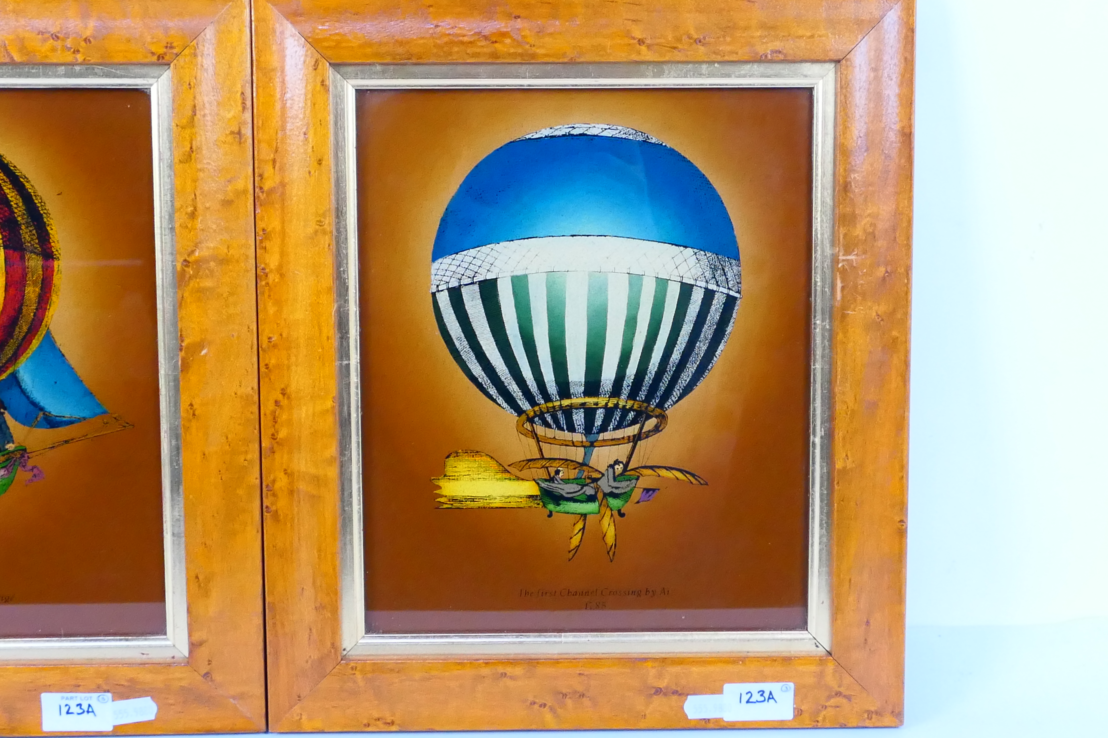 Three decorative prints depicting early hot air balloons to include Globe Fait Pour Etre Dirige, - Image 4 of 4