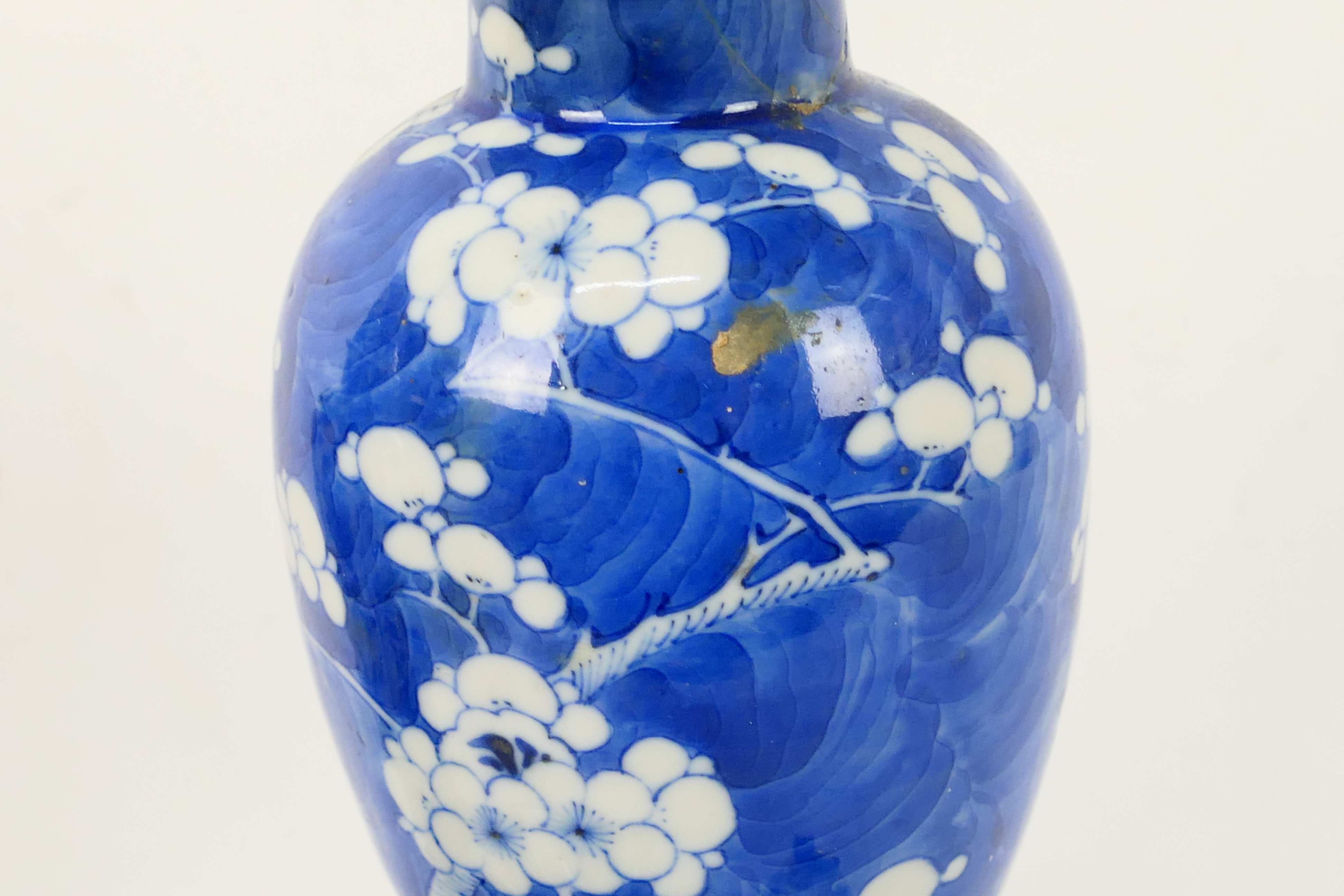 A group of 19th Century blue and white Chinese pottery covered vases of varying heights ranging - Image 9 of 36