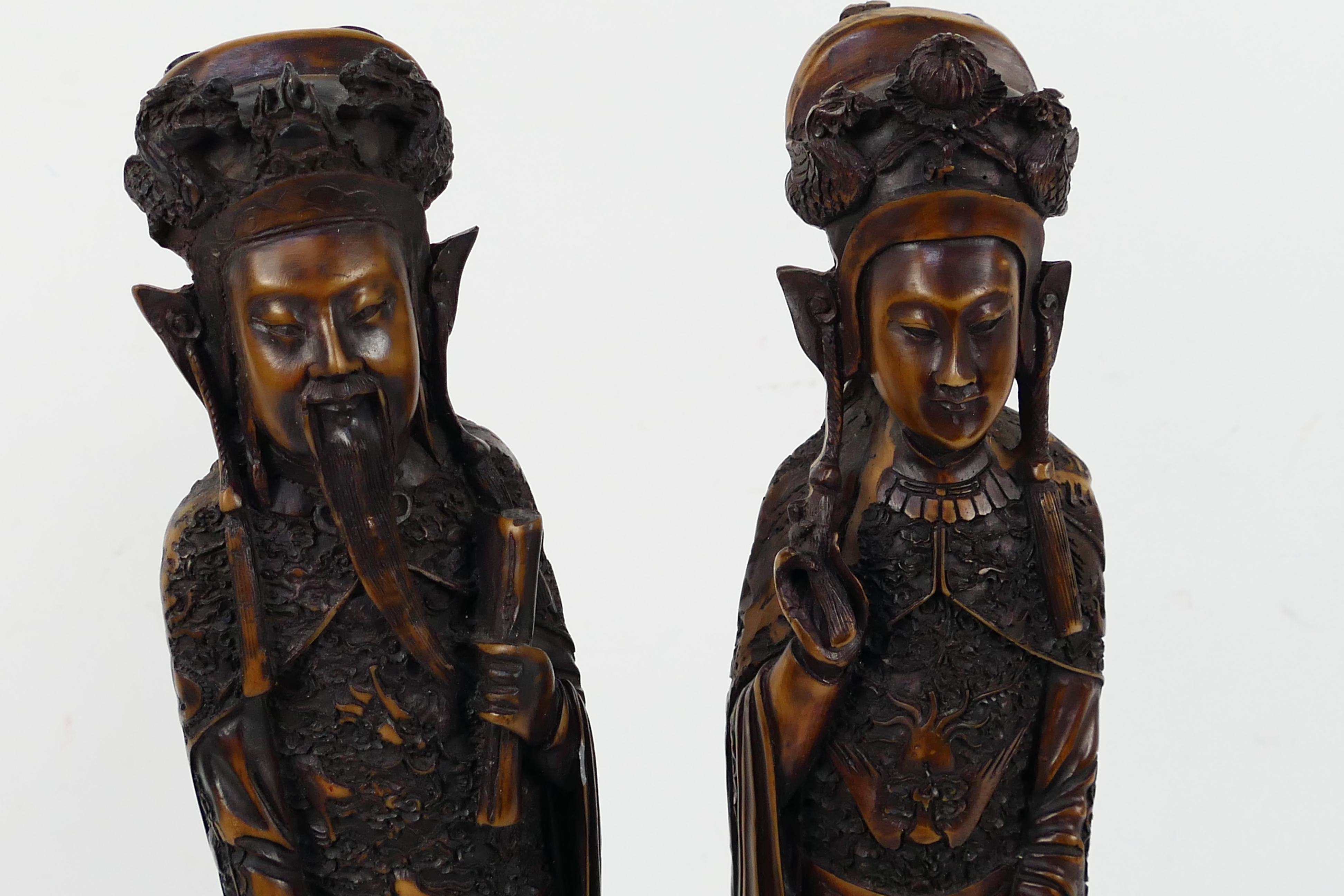 Two Chinese style figures, approximately 42 cm (h). [2]. - Image 2 of 6