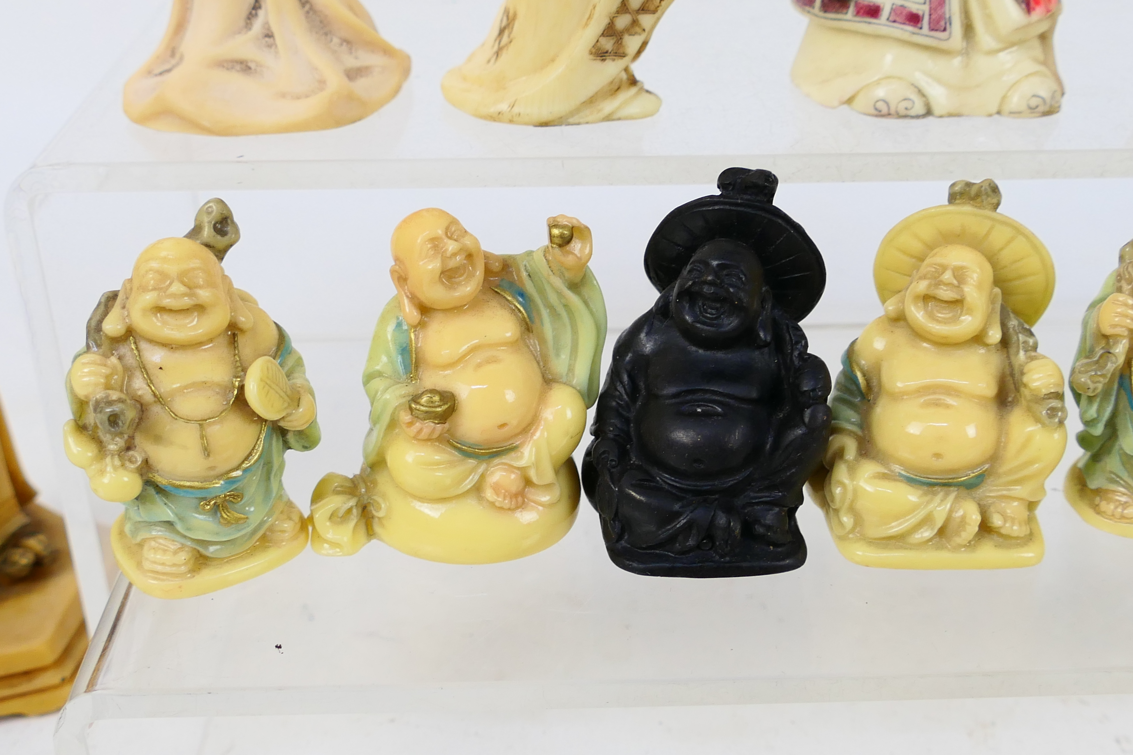 A collection of Asian figures to include Fu, Lu and Shou, Budai and similar, - Image 5 of 9