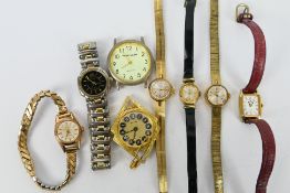 A group of lady's wrist watches to include Seiko, Rojas, Rotary and other.