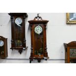 A Vienna style wall clock, walnut veneered case with opening, glazed door,