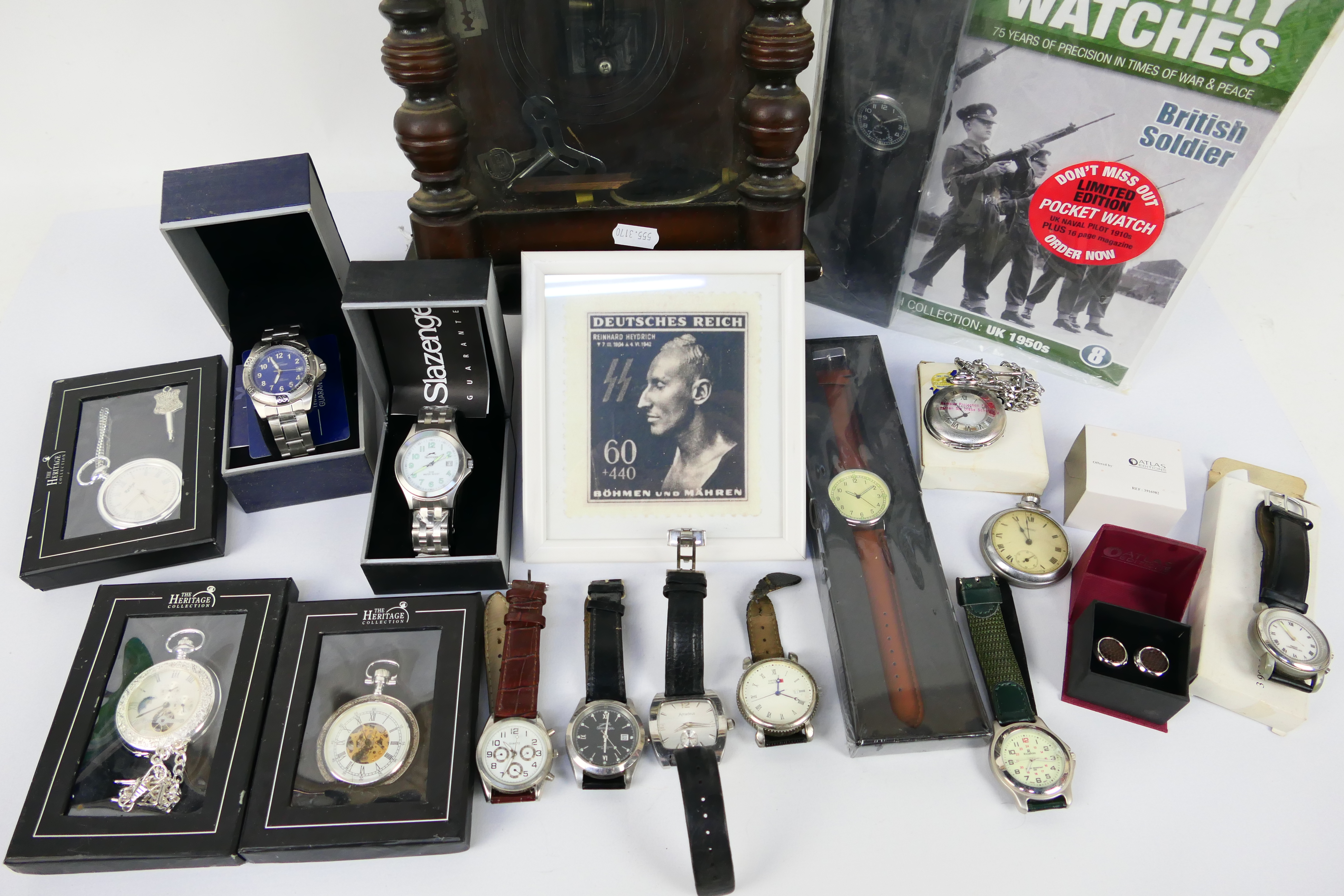 A Holly wall clock and a quantity of wrist watches and modern pocket watches. - Image 4 of 9