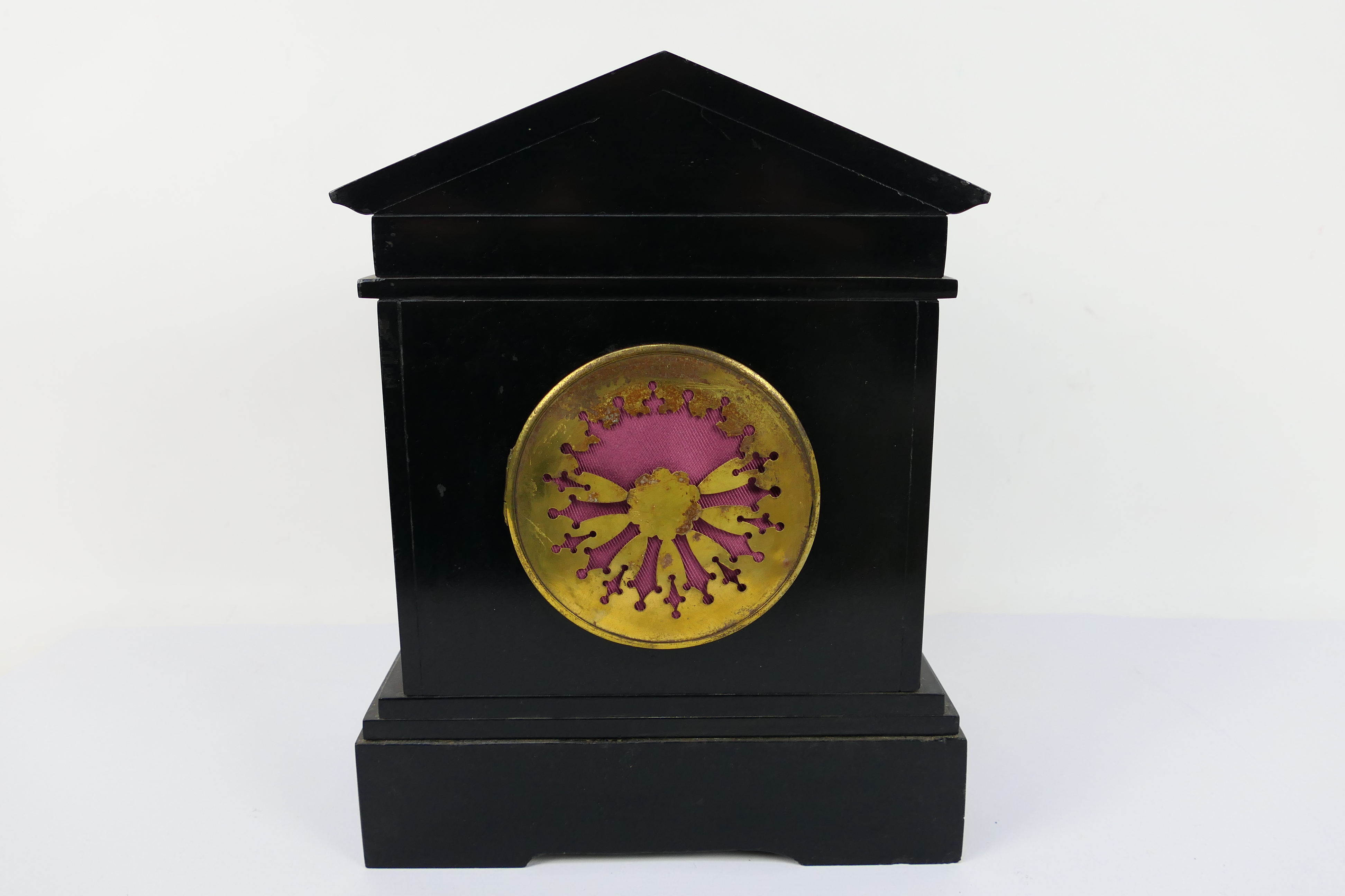 A late 19th/ early 20th century French black marble mantel clock, - Image 7 of 10