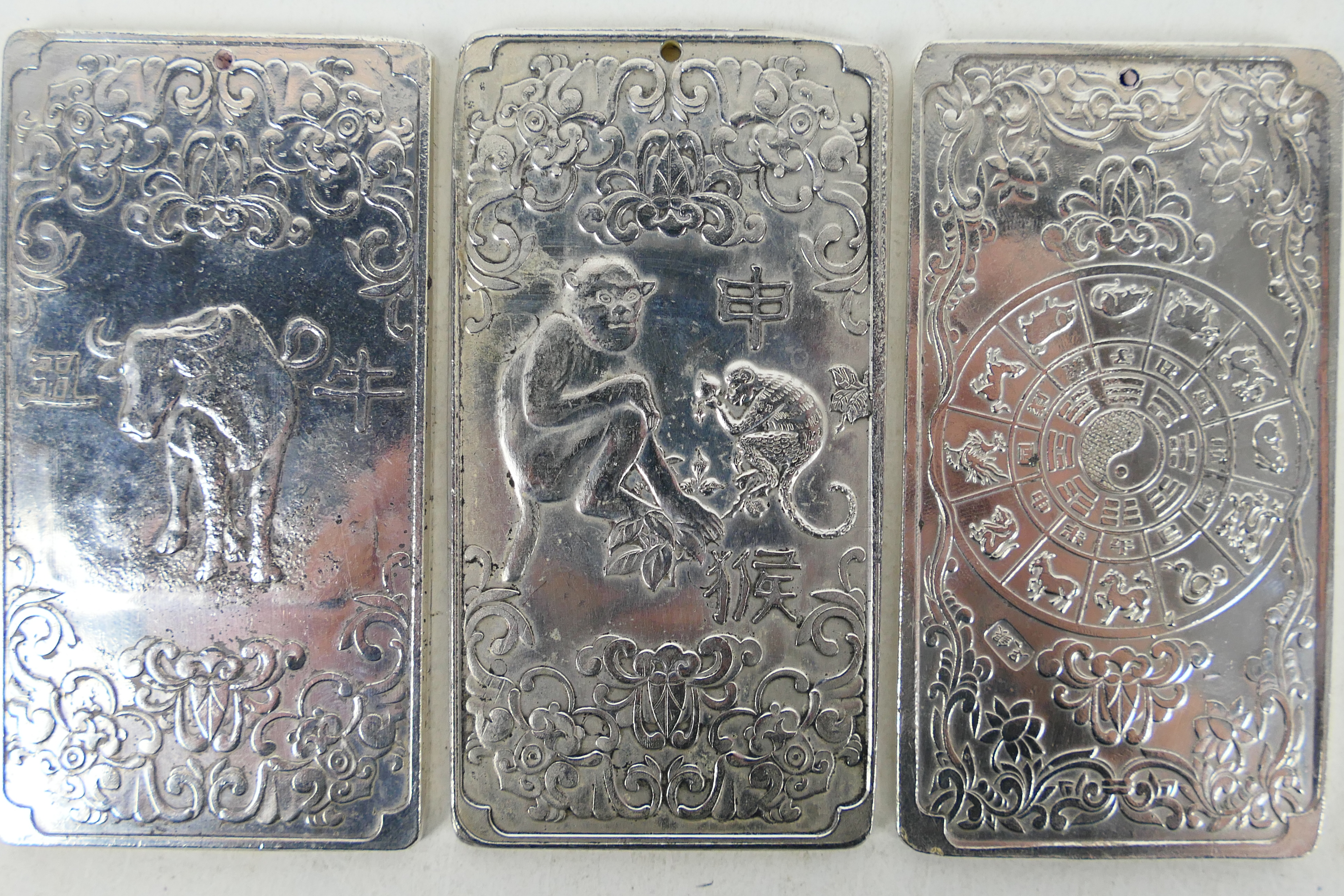 Three Chinese white metal trade tokens / - Image 3 of 8