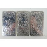 Three Chinese white metal trade tokens /