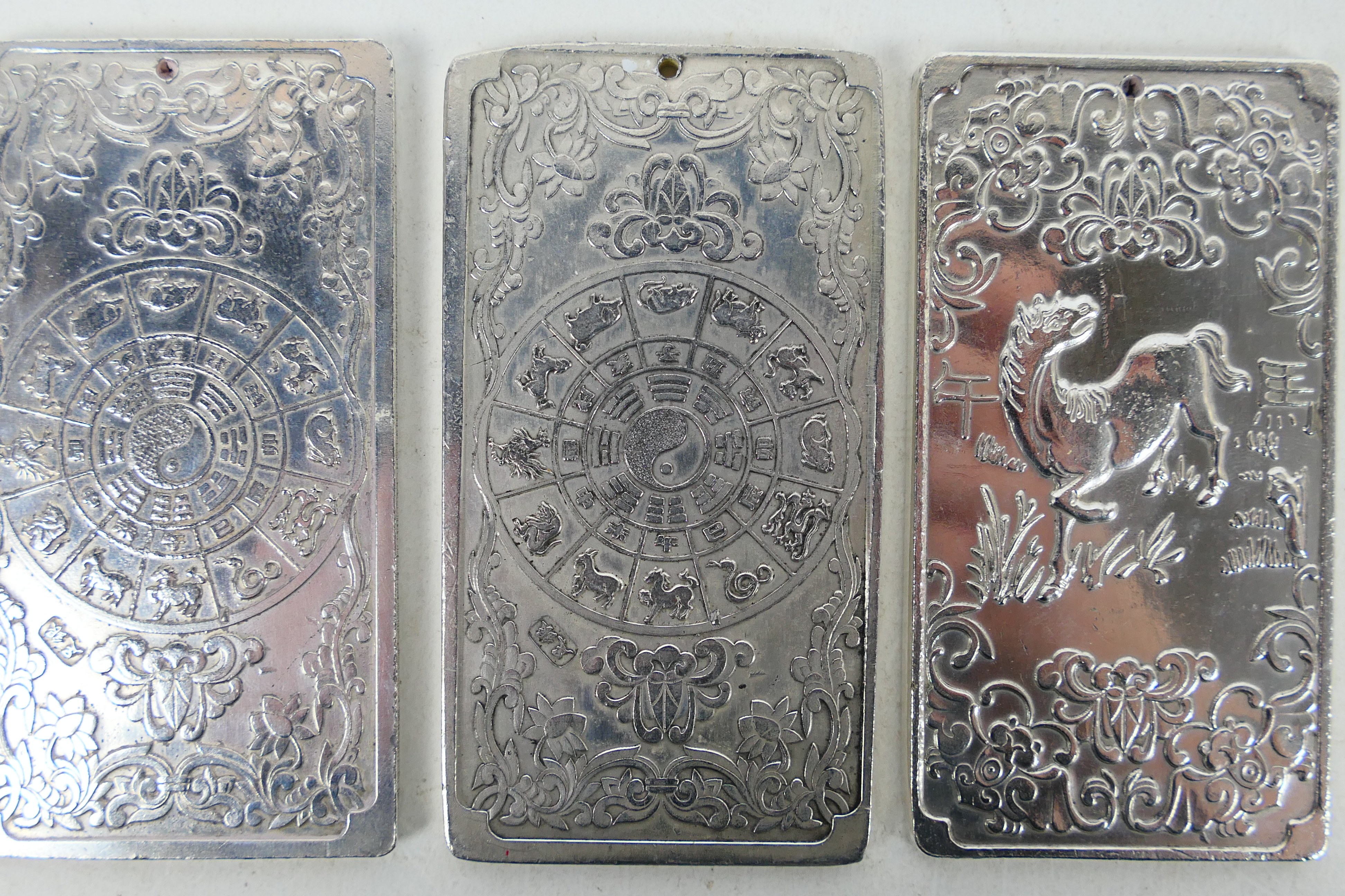 Three Chinese white metal trade tokens / - Image 7 of 8