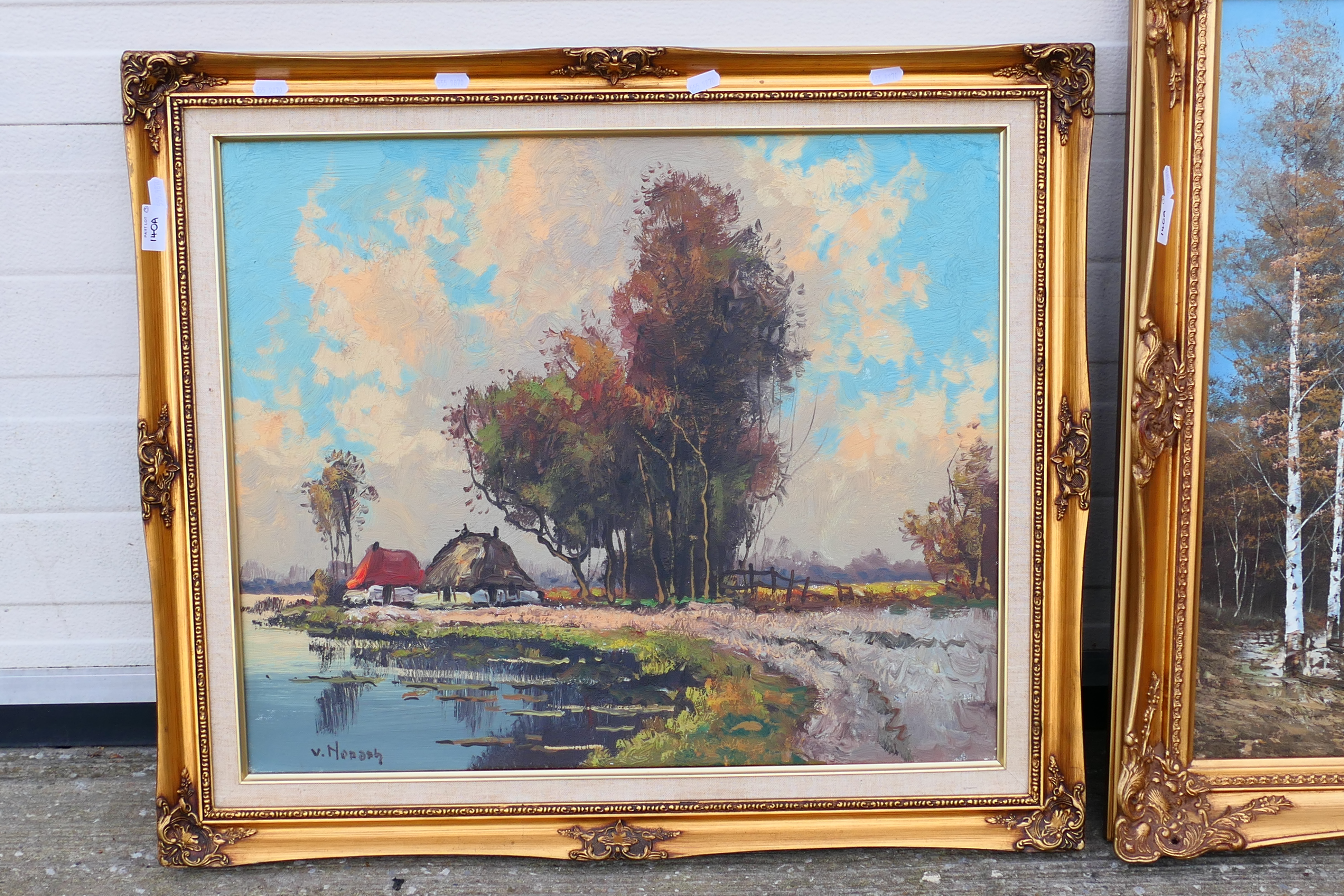 Three gilt framed oil on canvas landscap - Image 2 of 4