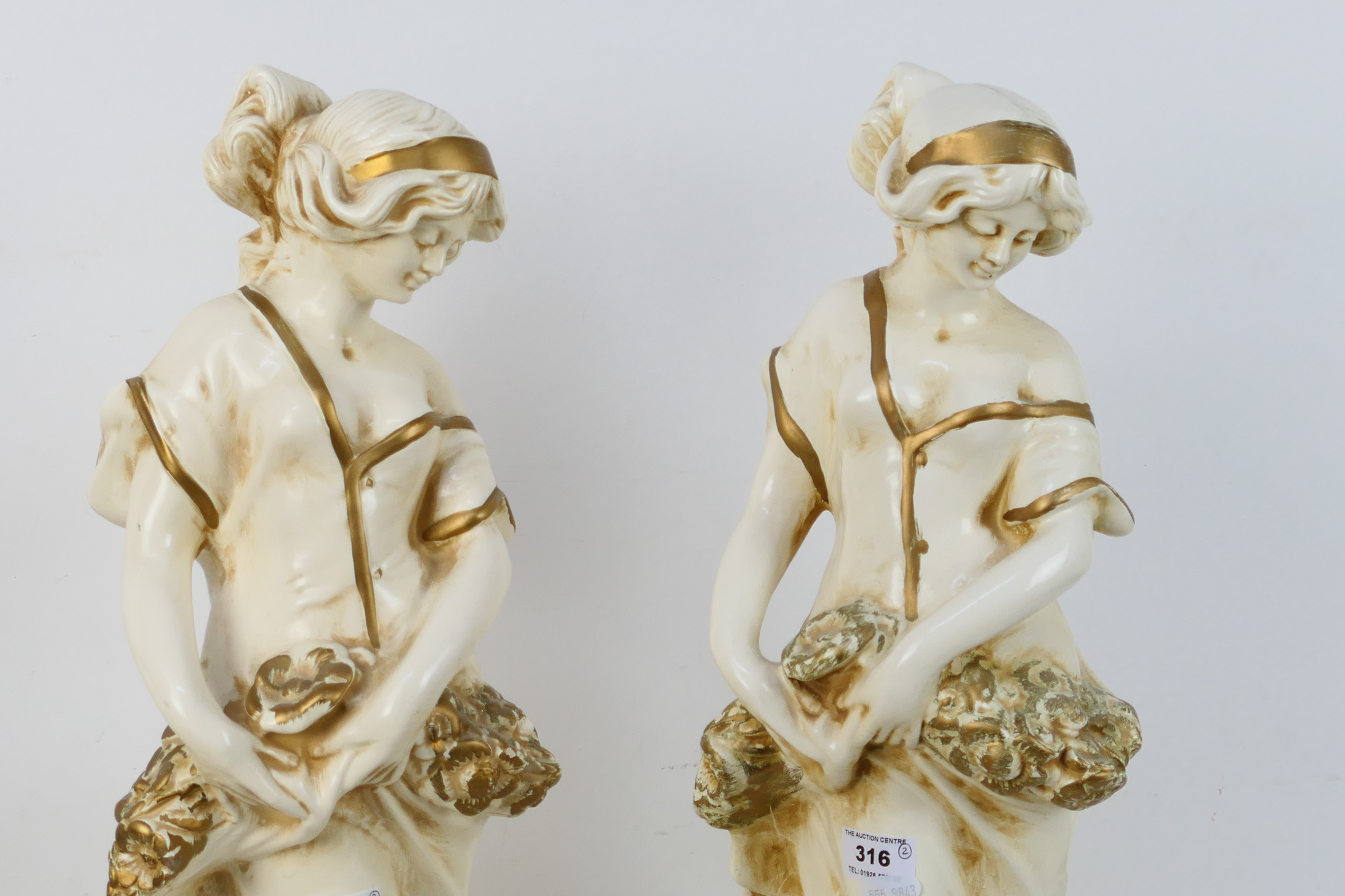 A pair of large figures depicting female - Image 2 of 6