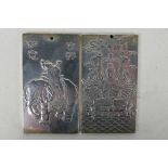 Two Chinese white metal trade tokens / p