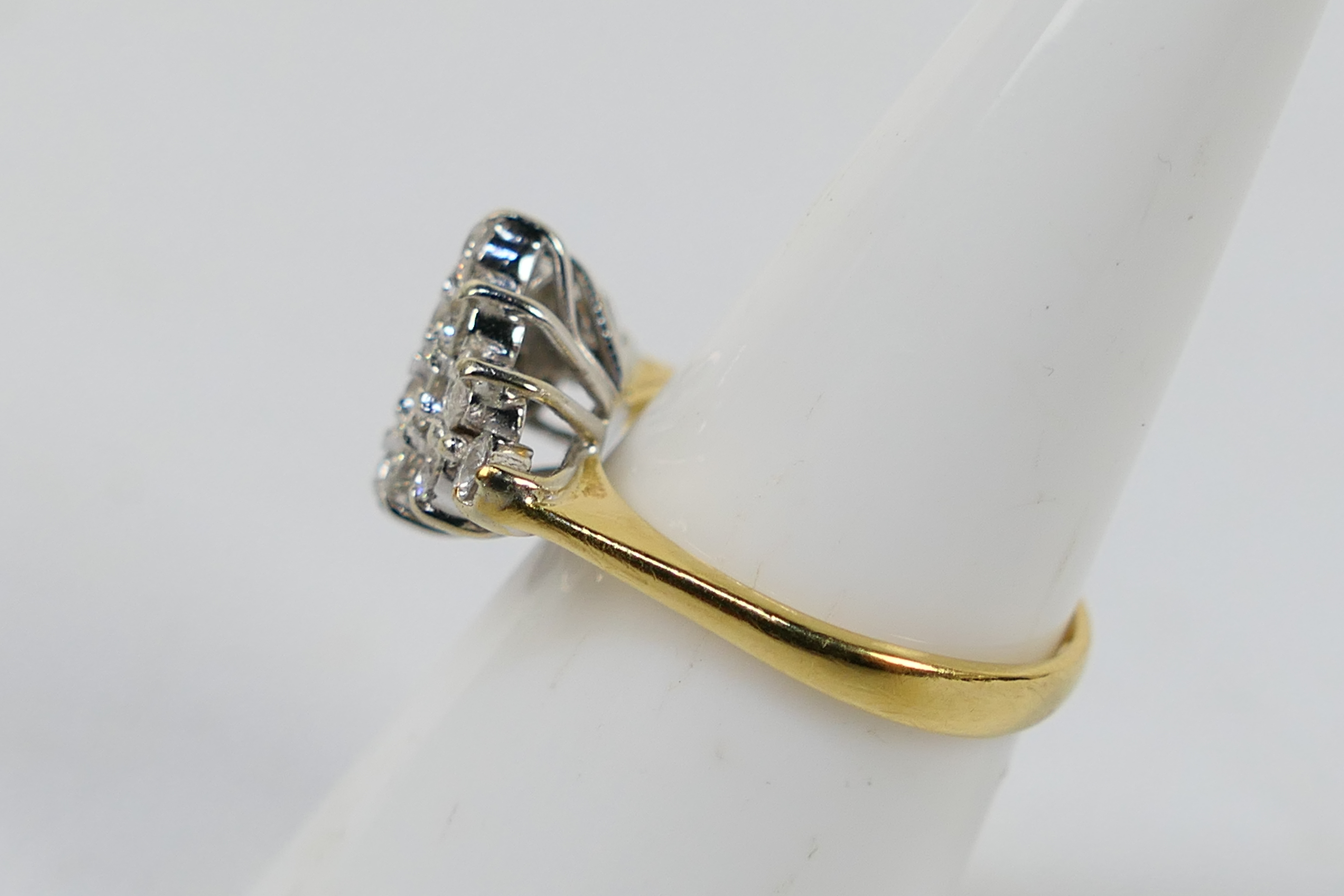 An 18ct yellow gold Diamond boat shaped - Image 2 of 5