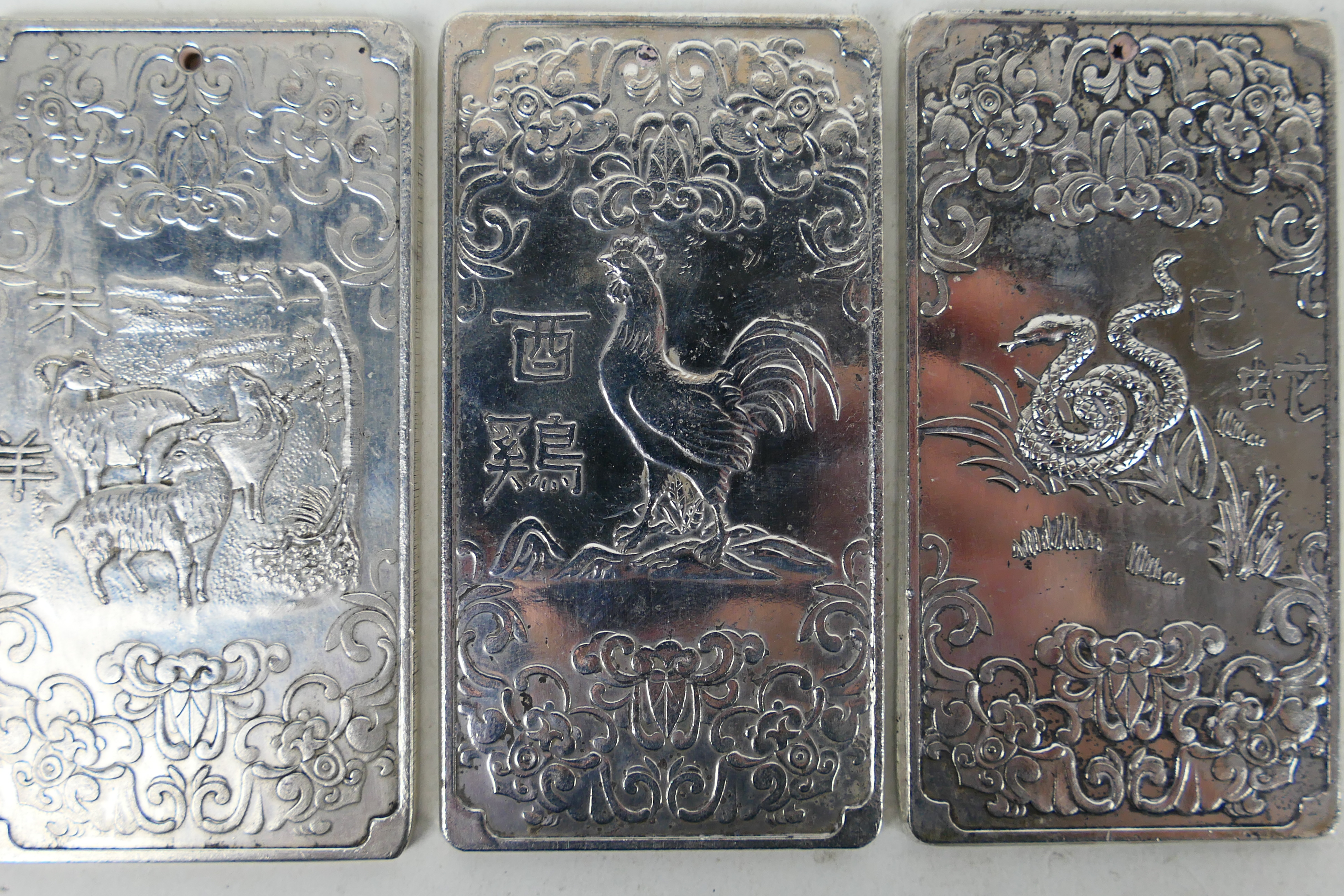 Three Chinese white metal trade tokens / - Image 3 of 8